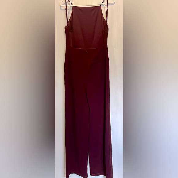 Lulus Maroon Backless Jumper Long Wide Leg Spaghetti Strap Sz M - Picture 2 of 15